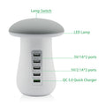 Mushroom Night Lamp Multi-Port USB Charger